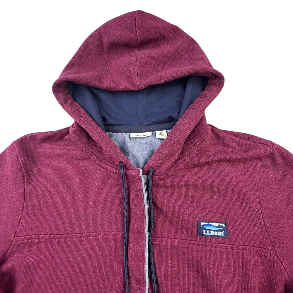 L.L. Bean 1/4 Button Hoodie Womens XL Petite Maroon Pullover Fleece Sweatshirt